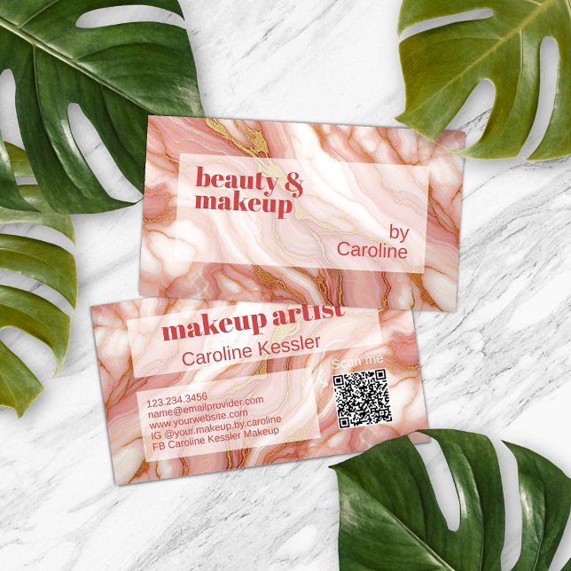 Coral Red Dark Peach Pink Gold Marmor Art Muster Visitenkarte (Von Creator hochgeladen)