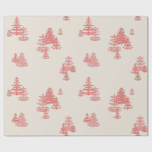 Coral Red Evergreen Stand Wrapping Paper Geschenkpapier