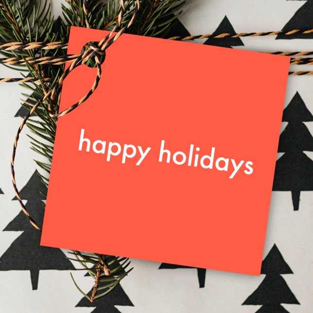 Coral Red Holidays | Moderner Minimal Stilvoll Geschenkanhänger (Von Creator hochgeladen)