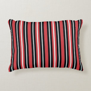 Coral Red Navy Blue White Stripes Dekokissen