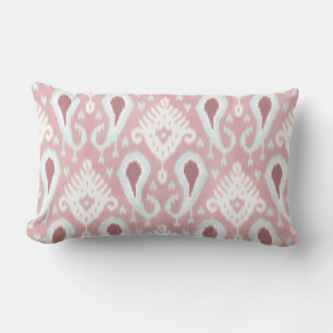 Coral Red Pastel Seafoam Green Ikat Tribal Muster Kissen Für Draußen