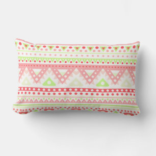 Coral Red Pink Lime Green Aztec Zigzag Muster Kissen Für Draußen