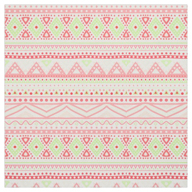 Coral Red Pink Lime Green Aztec Zigzag Muster Stoff (Muster)