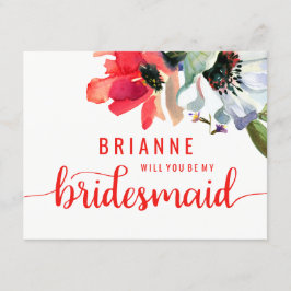 Coral Red Poppy Floral werden Sie meine Bridesmaid Einladung