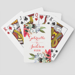 Coral Red Poppy Gastgeschenk Hochzeit Spielkarten