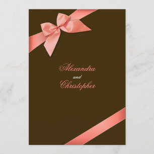 Coral Red Ribbon Wedding Ankündigung