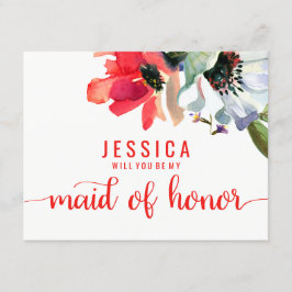 Coral Red Watercolor werden Sie meine Trauzeugin s Einladung
