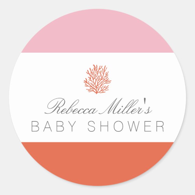 Coral Reef Baby Dusche Runder Aufkleber (Vorderseite)