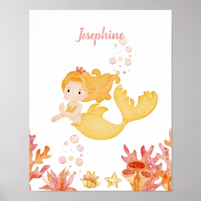 Coral Reef Dreams Mermaid individuell anpassbar Poster (Vorne)