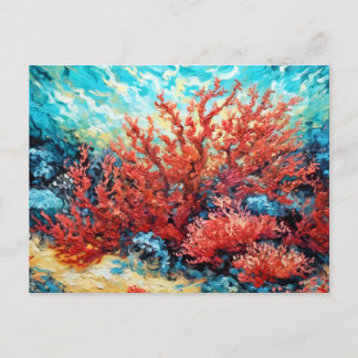 Coral Reef in Swirling Underwater Oil Painting Postkarte