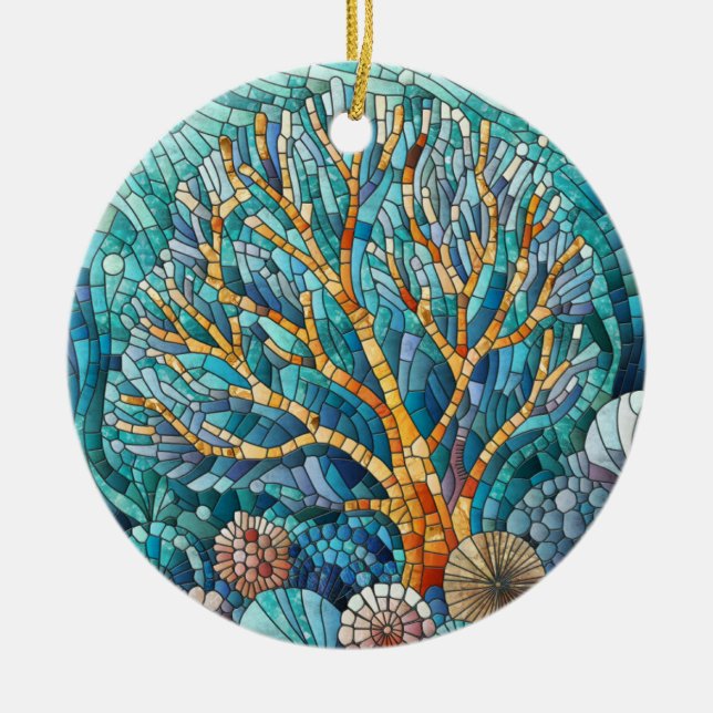 Coral Reef Mosaik Art Keramik Ornament (Vorne)