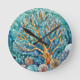 Coral Reef Mosaik Art Runde Wanduhr