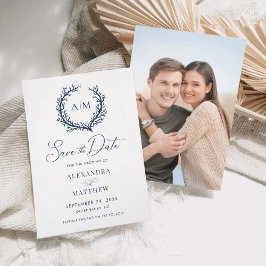 Coral Reef Navy Blue Nautical Beach Hochzeit Save The Date