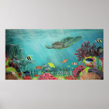 Coral Reef Sea Turtle Print