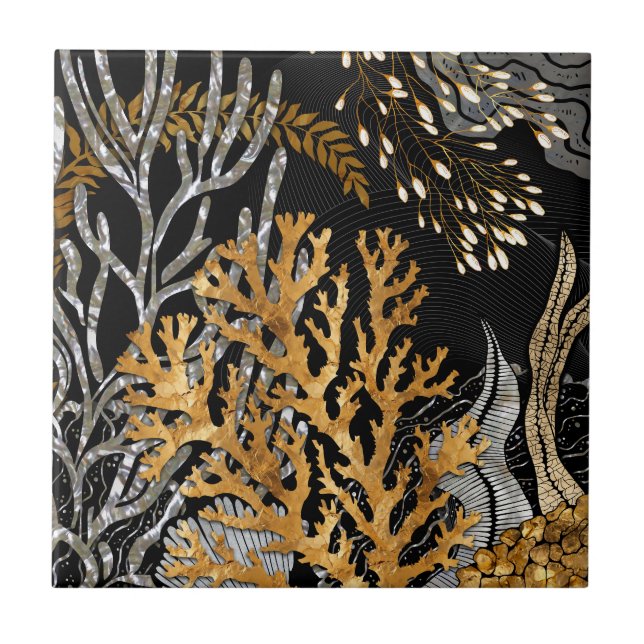 Coral Reef - Symphony - Gold and Pearl Fliese (Vorderseite)