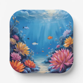 Coral Reef Under the Sea Ocean Painting Pappteller