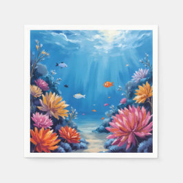 Coral Reef Under the Sea Ocean Painting Serviette
