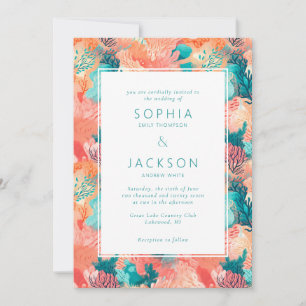Coral Reef Vibrant Wedding Einladung