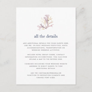 Coral Reef Wedding Guest Details Card Begleitkarte