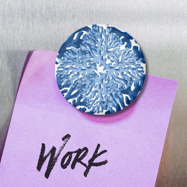 Coral Rococo in Blue Indigo Option 1 Magnet (Von Creator hochgeladen)