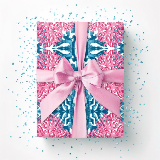 Coral Rococo in Pink and Aqua Geschenkpapier (Von Creator hochgeladen)