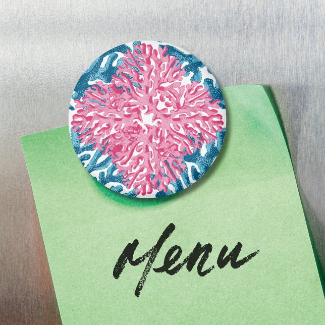 Coral Rococo in Rosa und Aqua Option 1 Magnet (Von Creator hochgeladen)
