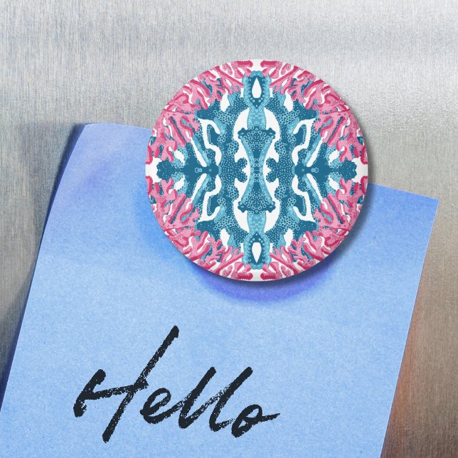 Coral Rococo in Rosa und Aqua Option 2 Magnet (Von Creator hochgeladen)