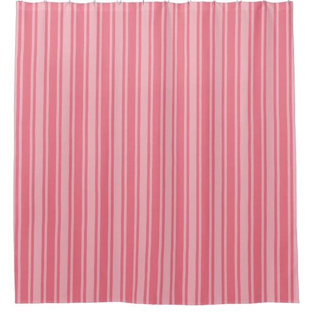 Coral rosa Candy Streifen Duschvorhang (Vorderseite)