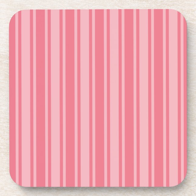 Coral rosa Candy Streifen Getränkeuntersetzer (Vorderseite)