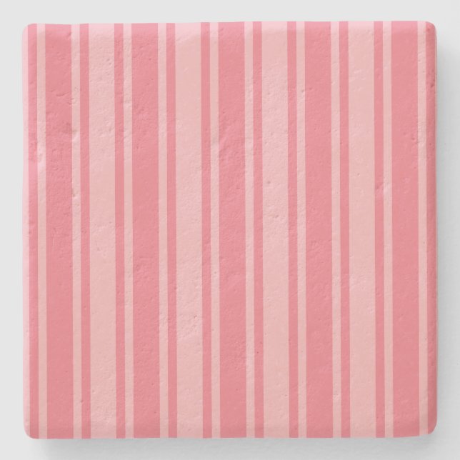 Coral rosa Candy Streifen Steinuntersetzer (Vorderseite)