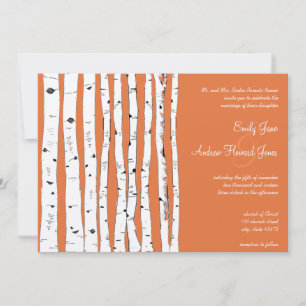 Coral Rose Birch Tree Hochzeitseinladungen Einladung
