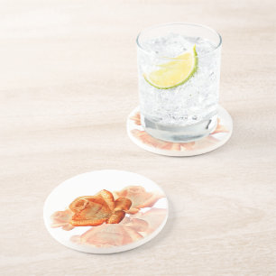 Coral Rose Blossom mit Notenmusik Untersetzer