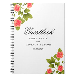 Coral Rose Blume Wedding - Gästebuch Notizblock