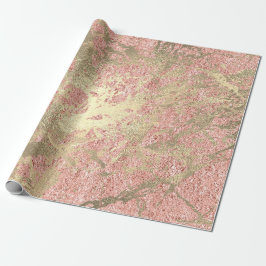 Coral Rose Champaigne Gold Marble Metallic Stroke Geschenkpapier