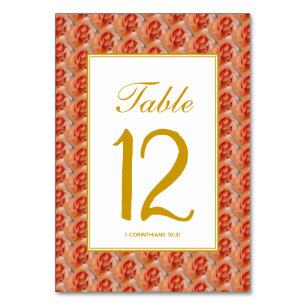 CORAL ROSE Elegante Blumengeflechte Christlich Tischnummer