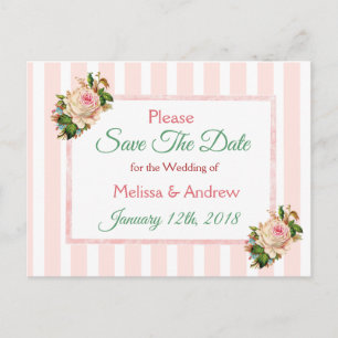 Coral Rose Floral Save the Date Postkarte
