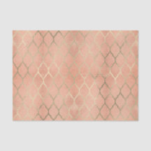 Coral Rose Gold Metallic Art Deco Peach Quatrefoli