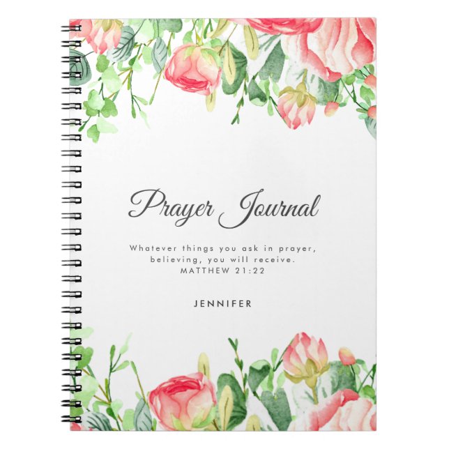 Coral Rose Personalisiert Prayer Journal Notizblock (Vorderseite)