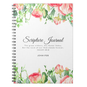 Coral Rose Personalisiert Scripture Journal Notizblock