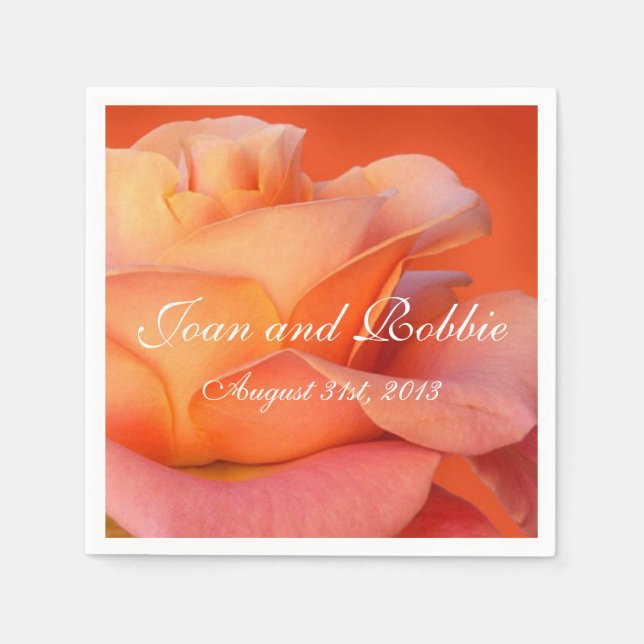 Coral Rose Personalisiert Wedding Napkins Serviette (Vorderseite)