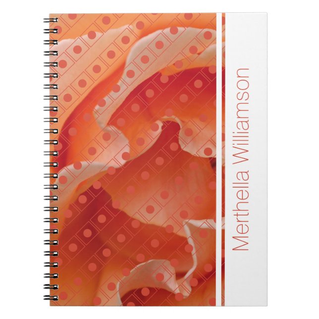 Coral Rose Polka Dot Custom Notebook Journal Notizblock (Vorderseite)