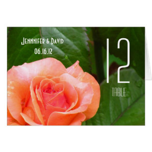 Coral Rose Wedding Table Card
