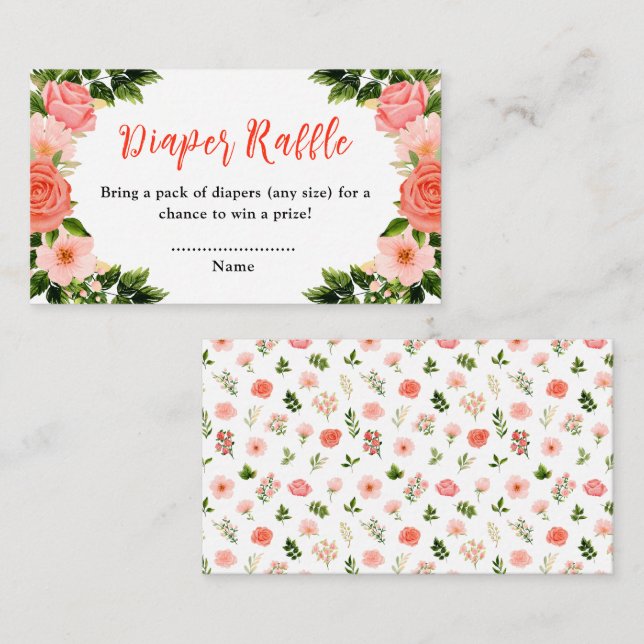 Coral-Rote Rosen Blumenspulendusche Windelwanne Begleitkarte (Vorne/Hinten)