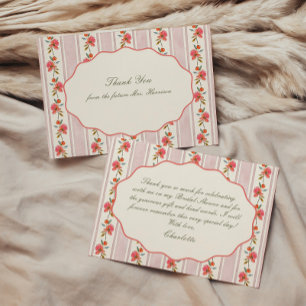 Coral-Salbei-Rosafarbenes Cottage-Brautjungfernpar Dankeskarte