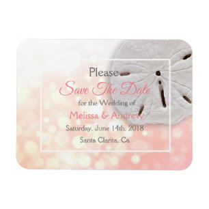 Coral Sand Dollar Hochzeit Retten Sie das Date Mag Magnet