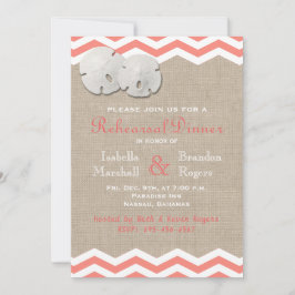 Coral Sand Dollar & Zickzack Probe Abendessen Einladung