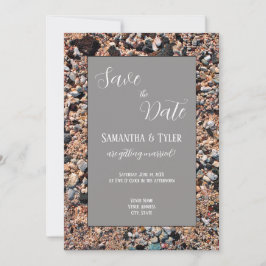 Coral Sand & Muscheln am Meer, Hochzeit am moderne Save The Date