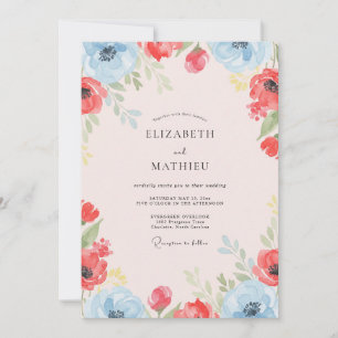 Coral Scarlet Mohn Hochzeit Einladung