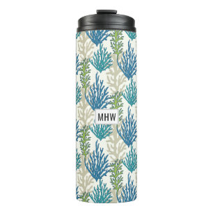 Coral Seaweeds kundenspezifische Monogramm-Tumbler Thermosbecher