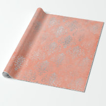 Coral Silver Peach Damask Antonietta Versaille